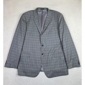 Tessuto Blazer Mens 46L Long Gray Plaid Super 120s Wool Italy Made USA Classic